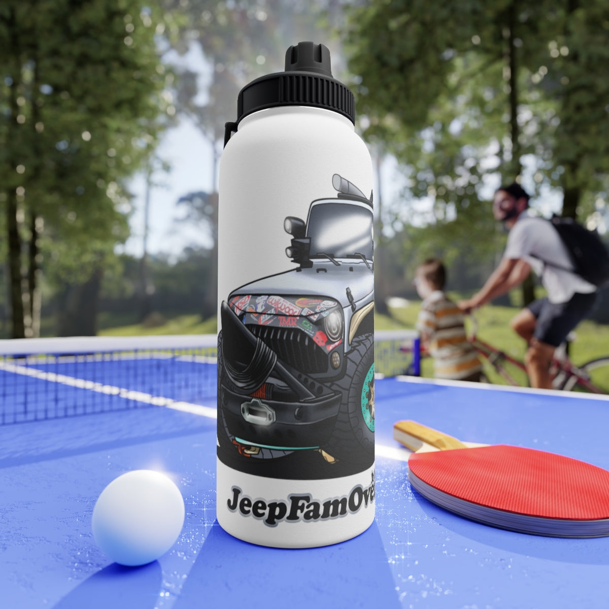 JeepFam Stainless Steel Water Bottle, Sports Lid